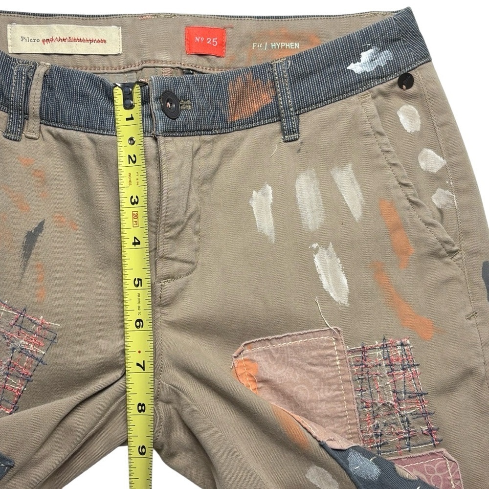 Anthropologie Pilcro Hyphen Patchwork Painted Chinos Size 25 Cotton Blend - Picture 10 of 16